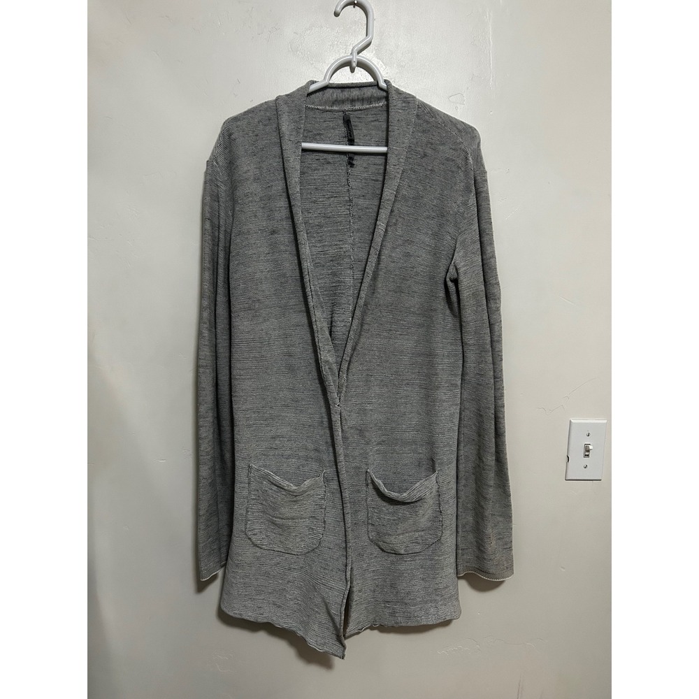 Transit Par Such Grey Knit Single Button Longline Cardigan Made in Italy Size L